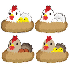 可愛い鶏親子のイラスト素材セット © Ｅ Ｎ