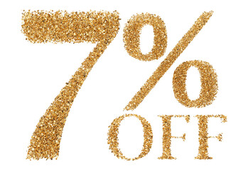 7 percent off sale discount gold glitter number