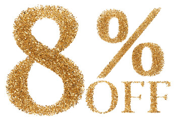 8 percent off sale discount gold glitter number