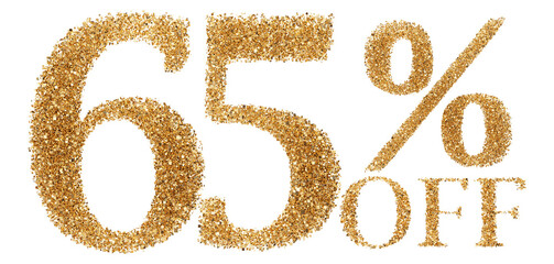 65 percent off sale discount gold glitter number