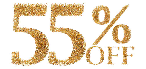 55 percent off sale discount gold glitter number