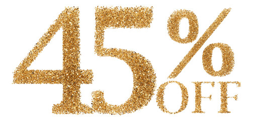 45 percent off sale discount gold glitter number