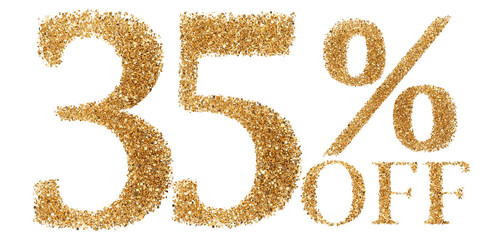 35 percent off sale discount gold glitter number