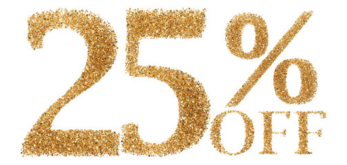25 percent off sale discount gold glitter number
