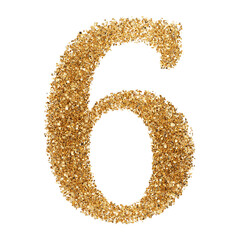 6 number gold glitter render