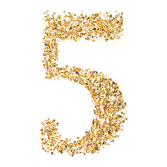 5 number gold glitter render