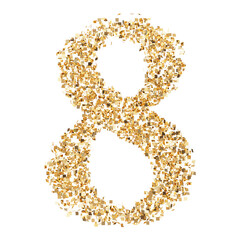 8 number gold glitter render