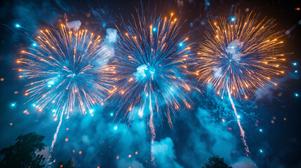 Fototapeta premium Colorful summer fireworks, vibrant.