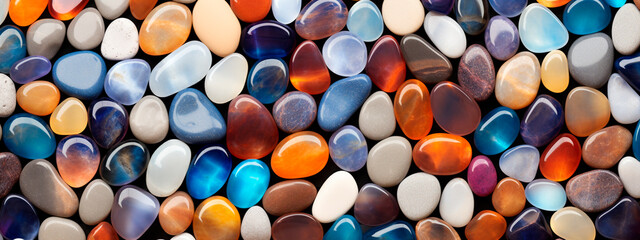 Fototapeta na wymiar Multi-colored stones smooth background. Selective focus.