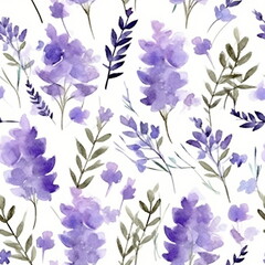 Seamless background of tender watercolor lavender on white