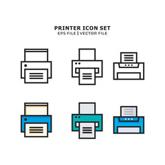 Printer vector icon set. Illustration line vector icon for graphic and web design