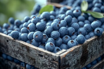 Close-up of blueberries in the box