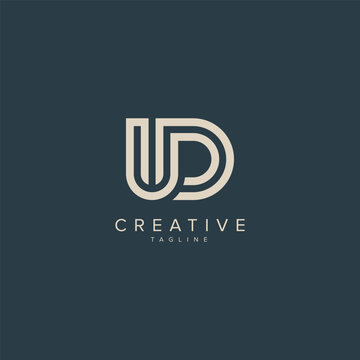 Alphabet UD DU letter modern monogram style logo vector element.