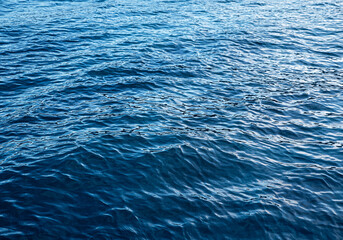 Surface of the blue Adriatic Sea in the Bay of Kotor