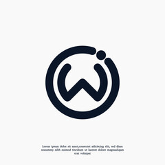 Letter W unique logo business or company circle design, vector template