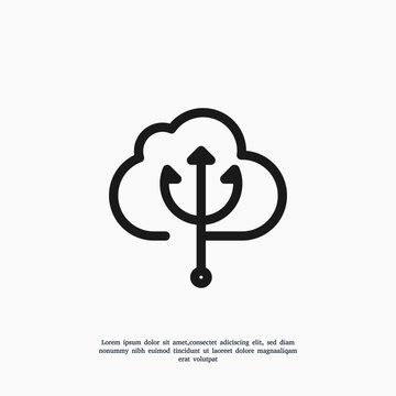 cloud trident logo design template illustration