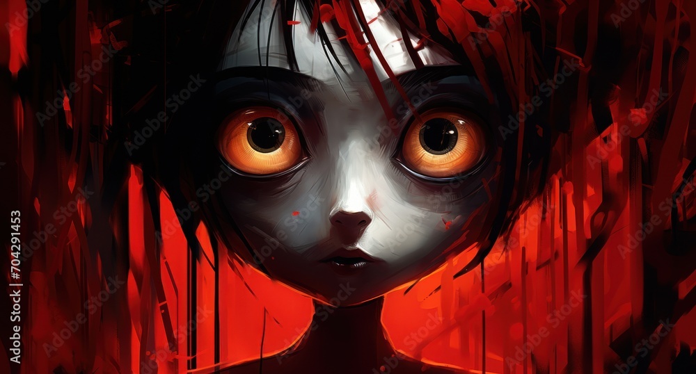 Poster a close up of a person with a creepy look on their face and a creepy expression on the face of the p