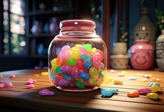 a jar brimming with vibrant candies.