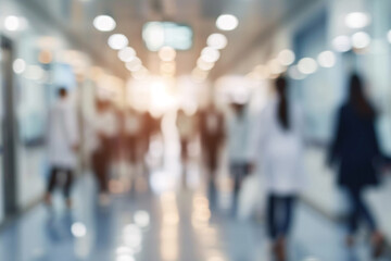abstract blurred image of doctor and many patient at healthcare center or hospital