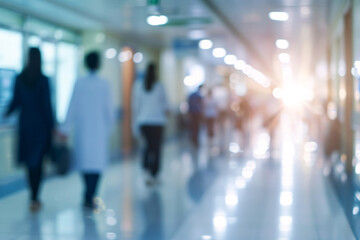 abstract blurred image of doctor and many patient at healthcare center or hospital