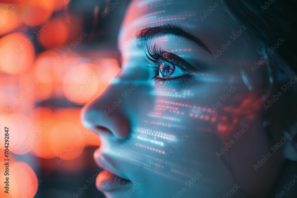 Poster virtual digital head of artificial intelligence (ai). deep learning concept.