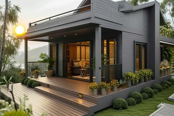 Outdoor Villa Interior design, Big modern house