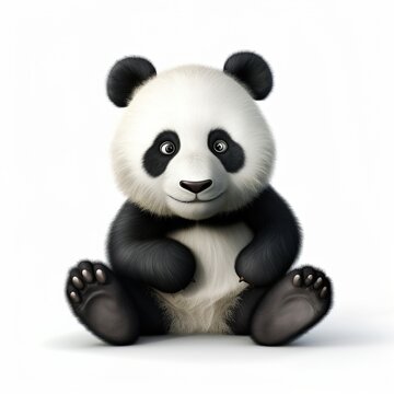 3D rendering of a cute cartoon panda