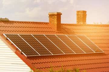 Solar power energy on the roof to a standard house
