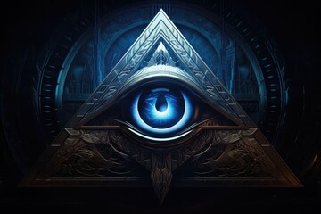 Unveiling the mysteries of the Mystic Illuminati Eye: Exploring the enigmatic symbolism and ancient secrets of occultism. - obrazy, fototapety, plakaty