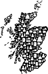 Vektor Silhouette Landkarte Schottland - Whisky Tasting - Whisky Elemente