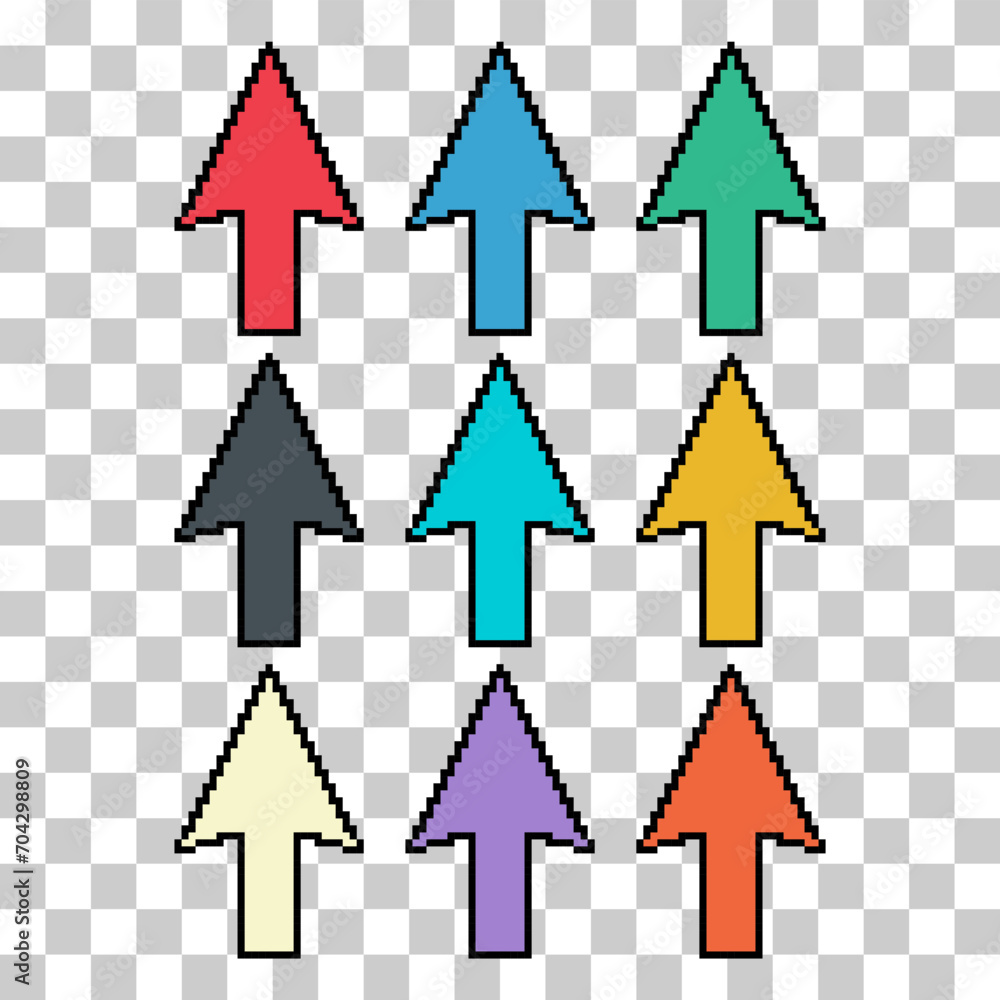 Aufkleber set of arrow pixel icon, web cursor click mouse symbol, computer pointer vector illustration