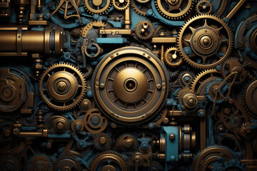 Iron parts and gears steampunk background texture