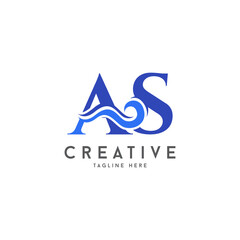 Abstract Aqua wave letter A&S logo