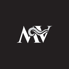 Abstract Aqua wave letter MV logo