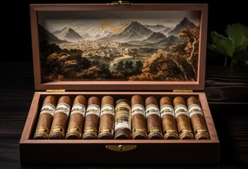 Unveil a cigar box showcasing luxurious offerings.