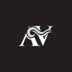 Abstract Aqua wave letter AV logo