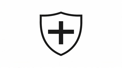 Obraz premium Modern Black Shield Icon for Digital Security and Privacy | Minimalist Thin Line Symbol for Protection Concept | Graphic Vector Illustration for Web and Technology Design