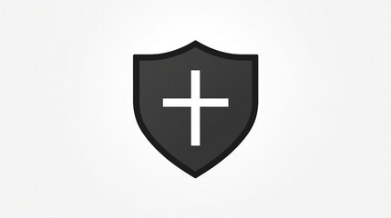 Obraz premium Modern Black Shield Icon for Digital Security and Privacy | Minimalist Thin Line Symbol for Protection Concept | Graphic Vector Illustration for Web and Technology Design