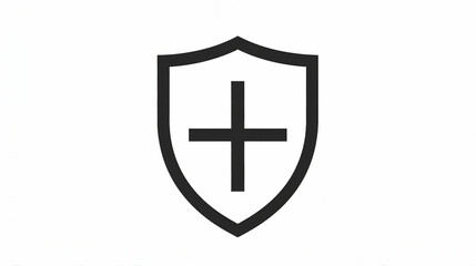 Fototapeta premium Modern Black Shield Icon for Digital Security and Privacy | Minimalist Thin Line Symbol for Protection Concept | Graphic Vector Illustration for Web and Technology Design