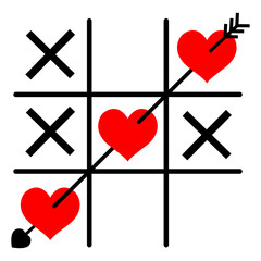 Tic tac toe lovely desing, Romantic Tic-tac-toe, 14 february and valentine's day illustration