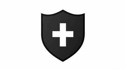 Fototapeta premium Modern Black Shield Icon for Digital Security and Privacy | Minimalist Thin Line Symbol for Protection Concept | Graphic Vector Illustration for Web and Technology Design