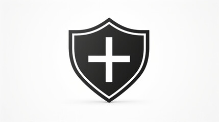 Fototapeta premium Modern Black Shield Icon for Digital Security and Privacy | Minimalist Thin Line Symbol for Protection Concept | Graphic Vector Illustration for Web and Technology Design