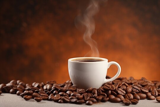 Coffee mug with coffee beans © Aida