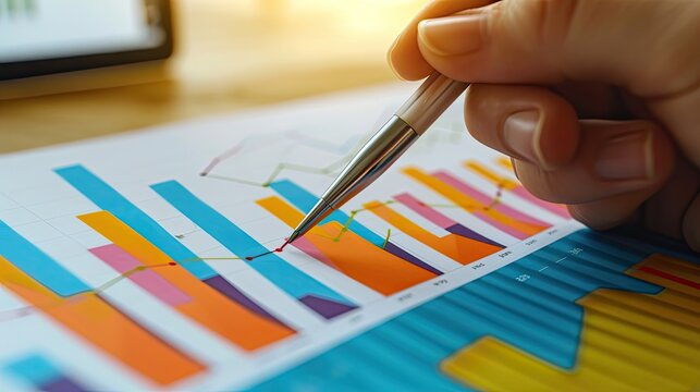 graph, business, chart, growth, success, analysis, investment, diagram, finance, marketing. close up hand has bar chart summary of years investment, that's diagram inversely proportional bar.