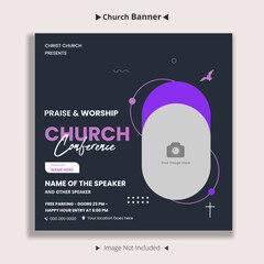 Church and worship conference flyer social media and web banner