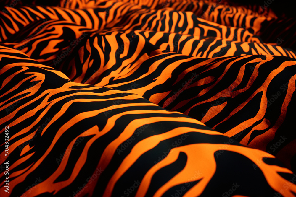 Poster A tiger's stripes transformed into an array of abstract orange and black forms.