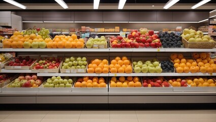 Obraz premium clean and modern fresh fruit supermarket photos made by AI generative