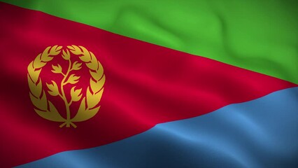 Eritrea flag waving animation, perfect loop, official colors, 4K video