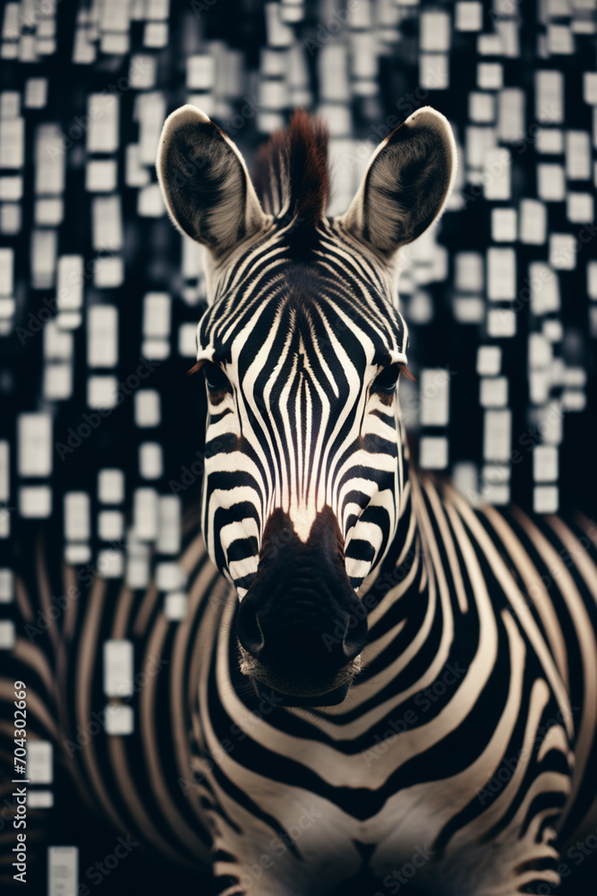 Aufkleber a zebra's stripes reimagined as a monochrome abstract barcode.