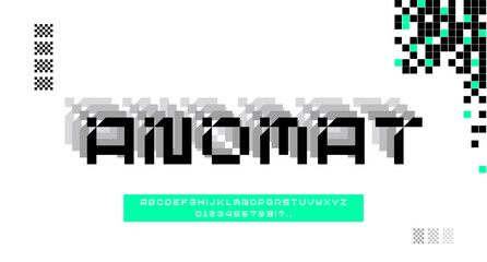 ANOMAT FONT VECTOR UPPERCASE PIXEL BIT FUTURISTIC TECHNOLOGY EDITABLE